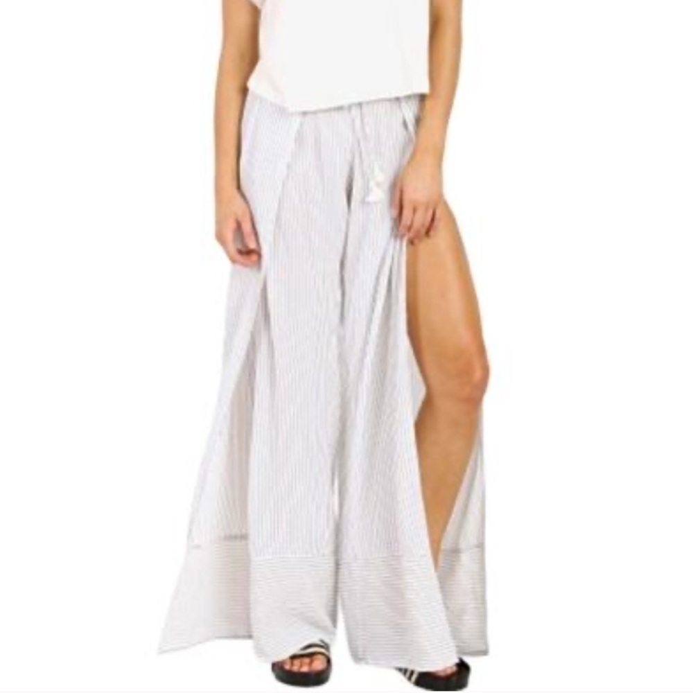 Faithful the Brand Striped Wide-Leg Pants with opening